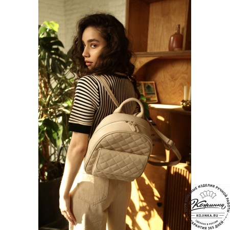 Женский кожаный рюкзак "Гермиона" (бежевая гладкая кожа)